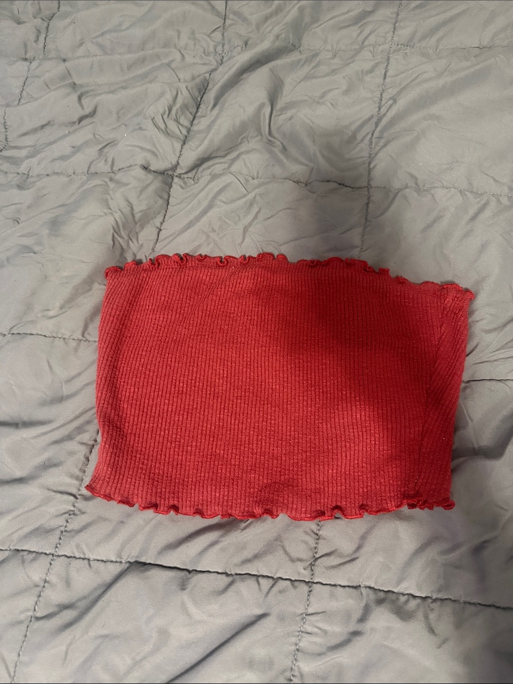 Red Ribbed Tube Top - Picture 1 of 3